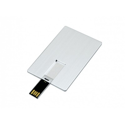 USB 2.0- флешка на 32 Гб в виде металлической карты, с раскладным чипом