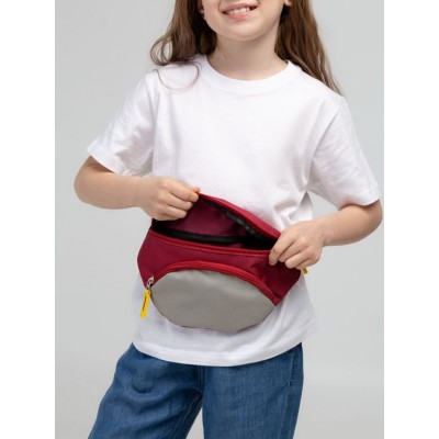 Поясная сумка детская Kiddo, бордовая с серым
