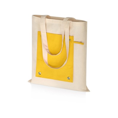 Складная хлопковая сумка для шопинга «Gross» с карманом, 180 г/м2