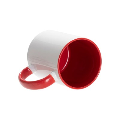 Кружка для сублимации, 330 мл, d=82 мм, стандарт А, белая, красная внутри, красная ручка