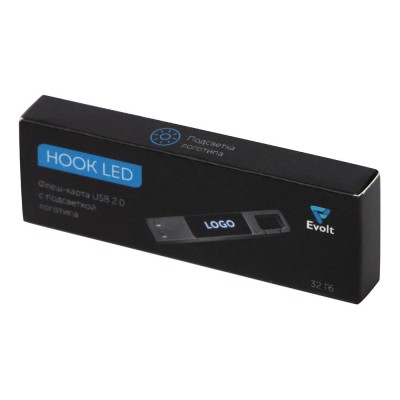 USB 2.0- флешка на 32 Гб c подсветкой логотипа «Hook LED»