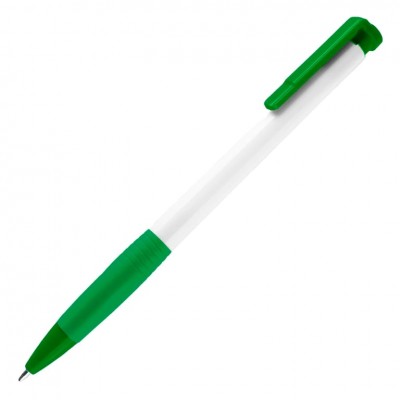 N13, ручка шариковая с грипом, пластик, белый, зеленый