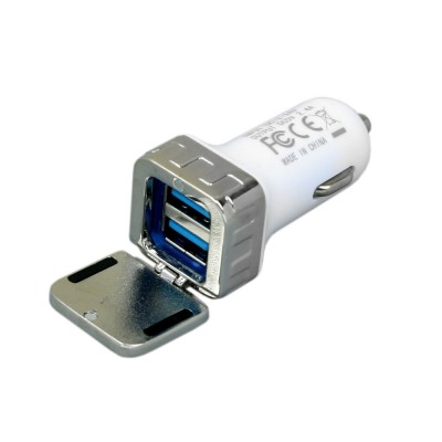 Квадратная автомобильная зарядка на 2 USB-порта Квадратная автомобильная зарядка на 2 USB-порта
