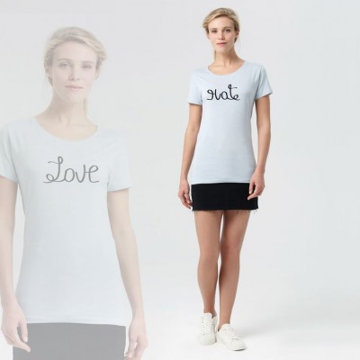 Футболка женская Hate-Love, голубая Футболка женская Hate-Love, голубая