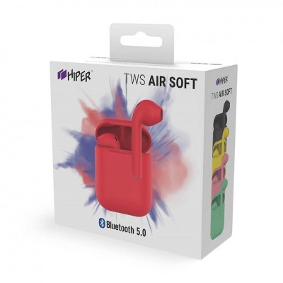 Наушники беспроводные с зарядным боксом TWS AIR SOFT, цвет красный Наушники беспроводные с зарядным боксом TWS AIR SOFT, цвет красный