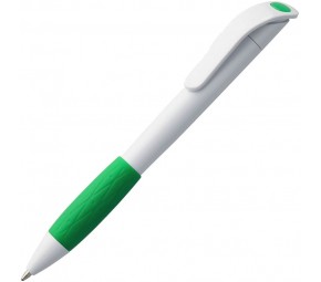 Ручка шариковая Grip, белая с зеленым